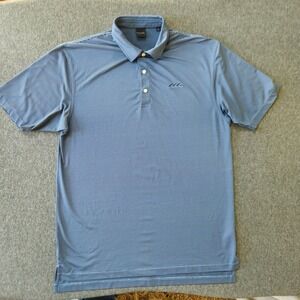 Dunning Golf XL Blue Striped Performance Logo Polo Golfcore Country Club EUC